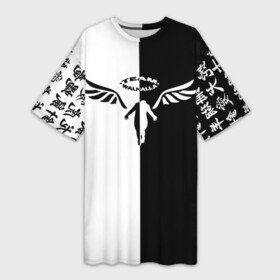 Платье-футболка 3D с принтом WALHALLA TEAM BLACK WHITE STYLE  TOKYO REVENGERS в Петрозаводске,  |  | anime | draken | japan | mikey | tokyo | tokyorevengers | walhalla | аниме | вальгала | дракен | иероглифы | кэн | майки | манга | мандзиро | микки | рюгудзи | сано | символы | токийские мстители | токио | япония