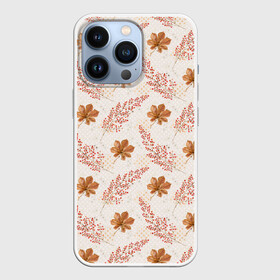 Чехол для iPhone 13 Pro с принтом осенние листья паттерн в Петрозаводске,  |  | листочки | листья | осенняя | осень | цветы