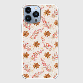 Чехол для iPhone 13 Pro Max с принтом осенние листья паттерн в Петрозаводске,  |  | листочки | листья | осенняя | осень | цветы