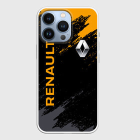 Чехол для iPhone 13 Pro с принтом RENAULT БРЫЗГИ КРАСОК | РЕНО в Петрозаводске,  |  | Тематика изображения на принте: line | renault | reno | yellow | брызги | дорога | желтая | лайв | лайн | лайф | линия | пассион | полоса | разметка | рено | фор