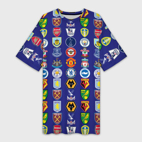 Платье-футболка 3D с принтом Футбольные клубы Английской Премьер Лиги в Петрозаводске,  |  | english | english premier league | epl | premier league | английская | англия | апл | арсенал | значки | клубы | логотипы | манчестер сити | манчестер юнайтед | премьер лига | челси