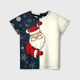 Детская футболка 3D с принтом Привет Дед Мороз в Петрозаводске, 100% гипоаллергенный полиэфир | прямой крой, круглый вырез горловины, длина до линии бедер, чуть спущенное плечо, ткань немного тянется | Тематика изображения на принте: 2022 | год | дед | мороз | новый | праздник | привет