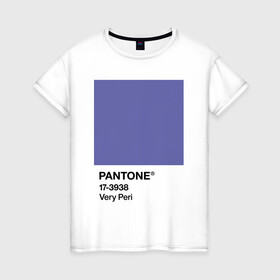 Женская футболка хлопок с принтом Цвет Pantone 2022 года - Very Peri в Петрозаводске, 100% хлопок | прямой крой, круглый вырез горловины, длина до линии бедер, слегка спущенное плечо | pantone | very peri | violet | графический дизайн | дизайн | дизайнерский мем | дизигн | дизигнер | мем | пантон | сиреневый | фиолетовый | цвет 2022 года | цвет года | цвет пантон