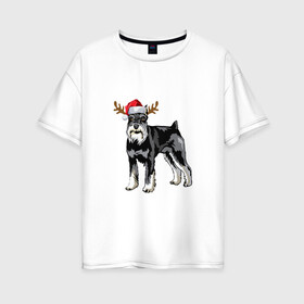 Женская футболка хлопок Oversize с принтом New Year - Dog в Петрозаводске, 100% хлопок | свободный крой, круглый ворот, спущенный рукав, длина до линии бедер
 | 2022 | christmas | claus | dog | new year | santa | snow | tiger | winter | год тигра | дед мороз | елка | животные | зима | мороз | новый год | олень | пёс | подарок | праздник | рождество | санта клаус | снег | снеговик | снегурочка