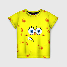Детская футболка 3D с принтом Губка БОБ 2022 в Петрозаводске, 100% гипоаллергенный полиэфир | прямой крой, круглый вырез горловины, длина до линии бедер, чуть спущенное плечо, ткань немного тянется | губка боб | желтый | квадратные штаны | мультфильм | смайлик | спанч боб
