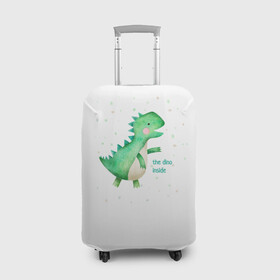 Чехол для чемодана 3D с принтом Dino inside в Петрозаводске, 86% полиэфир, 14% спандекс | двустороннее нанесение принта, прорези для ручек и колес | внутри | дино | динозавр | динозавр внутри | зверь | зверь внутри | зеленый | юрский период