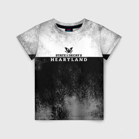 Детская футболка 3D с принтом State of Decay | Heartland | Logo в Петрозаводске, 100% гипоаллергенный полиэфир | прямой крой, круглый вырез горловины, длина до линии бедер, чуть спущенное плечо, ткань немного тянется | Тематика изображения на принте: heartland | logo | state of decay | survival horror | undead labs | загнивающий штат | зомби апокалипсис | лого | логотип | стадия разложения | стейт оф декай | эмблема