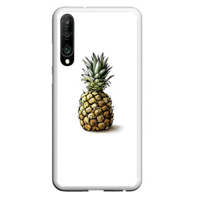 Чехол для Honor P30 с принтом Pineapple watercolor в Петрозаводске, Силикон | Область печати: задняя сторона чехла, без боковых панелей | pineapple | ананас | графика | еда | рисунок | фрукт