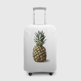 Чехол для чемодана 3D с принтом Pineapple watercolor в Петрозаводске, 86% полиэфир, 14% спандекс | двустороннее нанесение принта, прорези для ручек и колес | Тематика изображения на принте: pineapple | ананас | графика | еда | рисунок | фрукт