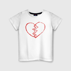 Детская футболка хлопок с принтом Твоё Разбитое Сердце в Петрозаводске, 100% хлопок | круглый вырез горловины, полуприлегающий силуэт, длина до линии бедер | Тематика изображения на принте: love | любовь | разбитое сердце | сердца | сердце