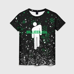 Женская футболка 3D с принтом billie eilish новогодний в Петрозаводске, 100% полиэфир ( синтетическое хлопкоподобное полотно) | прямой крой, круглый вырез горловины, длина до линии бедер | be | billie | billie eilish | blohsh | ghoul | билли | билли айлиш