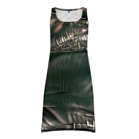 Платье-майка 3D с принтом Постап стайл - рваная куртка в Петрозаводске, 100% полиэстер | полуприлегающий силуэт, широкие бретели, круглый вырез горловины, удлиненный подол сзади. | гранж | депрессивный | кожа | постап | постапокалипсис | темный | черный