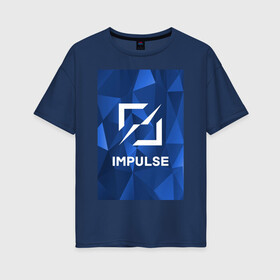 Женская футболка хлопок Oversize с принтом Cobalt Impulse в Петрозаводске, 100% хлопок | свободный крой, круглый ворот, спущенный рукав, длина до линии бедер
 | esport | impulse | импульс | киберспорт | лгу | сккимпульс | студенты
