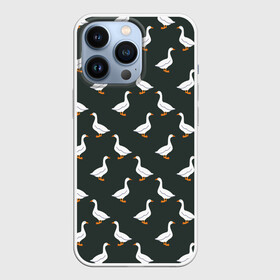 Чехол для iPhone 13 Pro с принтом Гуси паттерн в Петрозаводске,  |  | goose | gooses | водоплавающие животные | гуси | гусь | дичь | домашние птицы | животные | паттерн | птицы | утки