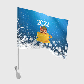 Флаг для автомобиля с принтом Тигр в кружке (Новый год 2022) в Петрозаводске, 100% полиэстер | Размер: 30*21 см | 2022 | год тигра | новый год | новый год 2022 | символ года | тигр | тигренок | тигрица | тигры