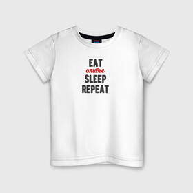 Детская футболка хлопок с принтом Eat оливье Sleep Repeat в Петрозаводске, 100% хлопок | круглый вырез горловины, полуприлегающий силуэт, длина до линии бедер | 2022 | christmas | eat | eatsleeprepeat | newyear | repeat | sleep | новогоднее | новыйгод | оливье | праздник | рождество | салат