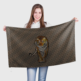 Флаг 3D с принтом Благородный тигр в Петрозаводске, 100% полиэстер | плотность ткани — 95 г/м2, размер — 67 х 109 см. Принт наносится с одной стороны | благородный | грация | животное | символ года | тигр | хищник