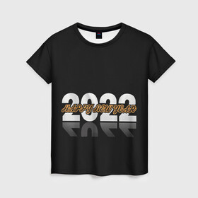 Женская футболка 3D с принтом С Новым 2022 годом! в Петрозаводске, 100% полиэфир ( синтетическое хлопкоподобное полотно) | прямой крой, круглый вырез горловины, длина до линии бедер | 2022 | new year | tiger | water tiger | водяной тигр | символ года