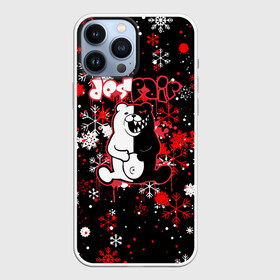 Чехол для iPhone 13 Pro Max с принтом monokuma | Снежинки | Новый год в Петрозаводске,  |  | Тематика изображения на принте: anime | bear | black  white | danganronpa | kurokuma | monodam | monokuma | monomi | monotaro | pink | rabbit | school | shirokuma | аниме | главарь | мoноми | монокума | черно белый | школа