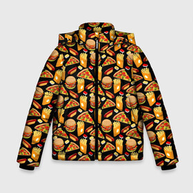 Зимняя куртка для мальчиков 3D с принтом Fast Food (Фастфуд) в Петрозаводске, ткань верха — 100% полиэстер; подклад — 100% полиэстер, утеплитель — 100% полиэстер | длина ниже бедра, удлиненная спинка, воротник стойка и отстегивающийся капюшон. Есть боковые карманы с листочкой на кнопках, утяжки по низу изделия и внутренний карман на молнии. 

Предусмотрены светоотражающий принт на спинке, радужный светоотражающий элемент на пуллере молнии и на резинке для утяжки | burger | cheeseburger | fast food | hamburger | hot dog | pizza | taco burrito | блюдо | бургер | быстрое питание | гамбургер | еда | жратва | завтрак | корм | кушанье | макдоналдс | обед | перекус | пицца | пища | повар