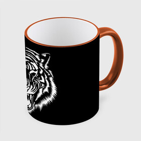 Кружка с принтом Сильный тигр в Петрозаводске, керамика | ёмкость 330 мл | Тематика изображения на принте: 2022 | strong | tiger | сильный | тигр