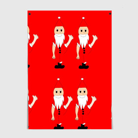 Постер с принтом Дед мороз santa claus в Петрозаводске, 100% бумага
 | бумага, плотность 150 мг. Матовая, но за счет высокого коэффициента гладкости имеет небольшой блеск и дает на свету блики, но в отличии от глянцевой бумаги не покрыта лаком | 2022 | дед мороз | дедушка | новогодняя | новый год | санта клаус