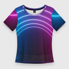 Женская футболка 3D Slim с принтом Арка неонового света full version в Петрозаводске,  |  | абстракция | арка | детям | для детей | дуга | киберпанк | кислотный | неон | неоновая | неоновый | свет | ультра | яркий