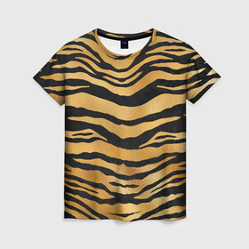 Женская футболка 3D с принтом Текстура шкуры тигра в Петрозаводске, 100% полиэфир ( синтетическое хлопкоподобное полотно) | прямой крой, круглый вырез горловины, длина до линии бедер | 2022 | год тигра | новый год | новый год 2022 | символ года | тигр | тигренок | тигрица | тигры