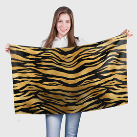 Флаг 3D с принтом Текстура шкуры тигра в Петрозаводске, 100% полиэстер | плотность ткани — 95 г/м2, размер — 67 х 109 см. Принт наносится с одной стороны | 2022 | год тигра | новый год | новый год 2022 | символ года | тигр | тигренок | тигрица | тигры