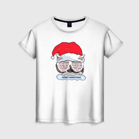 Женская футболка 3D с принтом Новогодний Диско Енотик в Петрозаводске, 100% полиэфир ( синтетическое хлопкоподобное полотно) | прямой крой, круглый вырез горловины, длина до линии бедер | енот | енотики | новогоднийенот | подарокенот | рождество