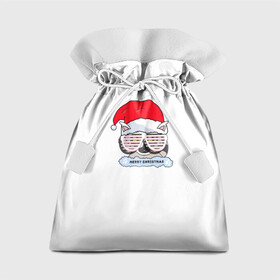 Подарочный 3D мешок с принтом Новогодний Диско Енотик в Петрозаводске, 100% полиэстер | Размер: 29*39 см | енот | енотики | новогоднийенот | подарокенот | рождество