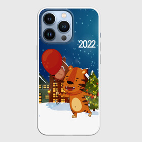 Чехол для iPhone 13 Pro с принтом Тигр с воздушным шариком в Петрозаводске,  |  | 2022 | год тигра | новый год | новый год 2022 | символ года | тигр | тигренок | тигрица | тигры