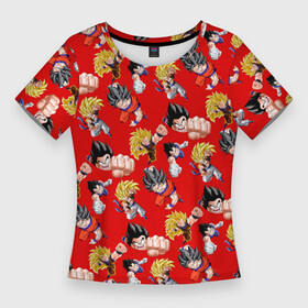 Женская футболка 3D Slim с принтом Dragon Ball Z (Goku Pattern) в Петрозаводске,  |  | anime | dragonball | goku | аниме | анимэ | гоку | драконий | жемчуг | манга