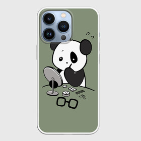Чехол для iPhone 13 Pro с принтом Панда красит глаза в Петрозаводске,  |  | bear | eyes | in front of the mirror | paints | panda | глаза | красит | медведь | панда | перед зеркалом