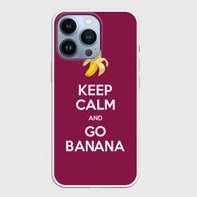 Чехол для iPhone 13 Pro с принтом Keep calm and go banana в Петрозаводске,  |  | banana | fruit | joke | keep calm and go banana | royal motto | банан | иди на банан | королевский девиз | успокойся | фрукт | шутка