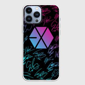 Чехол для iPhone 13 Pro Max с принтом EXO BAND НЕОНОВЫЕ АВТОГРАФЫ в Петрозаводске,  |  | baekhyun | chanyeol | do | exo | exo band | exok | exom | kai | kris | lay | luhan | neon | sehun | suho | tao | xiumin | брызги | краски | неон | пэкхён | чен | экзо | эхо