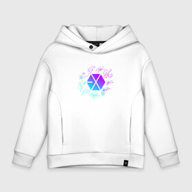 Детское худи Oversize хлопок с принтом EXO BAND NEON LOGO АВТОГРАФЫ в Петрозаводске, френч-терри — 70% хлопок, 30% полиэстер. Мягкий теплый начес внутри —100% хлопок | боковые карманы, эластичные манжеты и нижняя кромка, капюшон на магнитной кнопке | Тематика изображения на принте: baekhyun | chanyeol | do | exo | exo band | exok | exom | kai | kris | lay | luhan | sehun | suho | tao | xiumin | пэкхён | чен | экзо | эхо