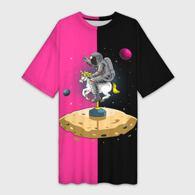 Платье-футболка 3D с принтом Астронавт на аттракционе  Astronaut on the rides в Петрозаводске,  |  | star | unicorn | астронавт | астрономия | галактика | единорог | звезды | земля | карусель | качели | космонавт | космос | луна | марс | планета | скафандр