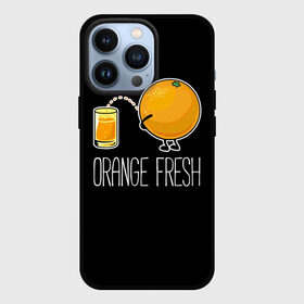 Чехол для iPhone 13 Pro с принтом Orange fresh   апельсиновый фрэш в Петрозаводске,  |  | freshly squeezed | funny | joke | juice | orange | orange fresh | апельсин | апельсиновый фрэш | писает в стакан | прикол | свежевыжатый | сок | шутка