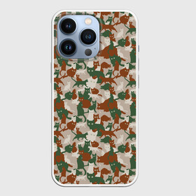 Чехол для iPhone 13 Pro с принтом Котики (камуфляж) в Петрозаводске,  |  | camouflage | cat | kitty | military camouflage | pussy | барсик | военный камуфляж | год кота | год кошки | животное | зверь | камуфляж | киска | кот | котофей | котяра | кошечка | кошка | маскировка | милитари | мурзик