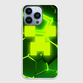 Чехол для iPhone 13 Pro с принтом 3D ПЛИТЫ МАЙНКРАФТ   ТРЕЩИНЫ   СОТЫ   HEXAGON NEON в Петрозаводске,  |  | 3d | 3d плиты | block | creeper | cube | minecraft | neon | pixel | tnt | блок | гаст | геометрия | крафт | крипер | кубики | майнкрафт | неон | пиксели | тнт | трещины