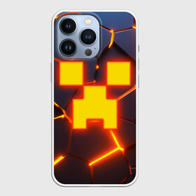 Чехол для iPhone 13 Pro с принтом ОГНЕННЫЙ КРИПЕР | 3D ПЛИТЫ   FIRE CREEPER в Петрозаводске,  |  | 3d | 3d плиты | 3d разлом | block | creeper | cube | fire | flame | game | geometry | hexagon | minecraft | neon | pixel | tnt | блок | гаст | геометрия | детям | компьютерная игра | крафт | крипер | кубики | майнкрафт | неон | огненный майк