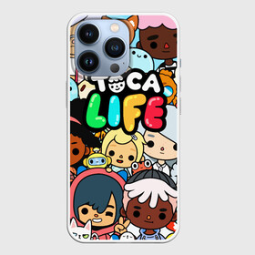 Чехол для iPhone 13 Pro с принтом Toca Life персонажи из игры в Петрозаводске,  |  | Тематика изображения на принте: toca boca | toca life | детская игра | игра | лого | логотип | персонажи | прикоснуться ко рту | тока бока