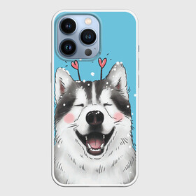 Чехол для iPhone 13 Pro с принтом Веселая хаски в Петрозаводске,  |  | dog | забавный | зима | сердце | собака | хаски