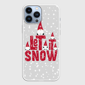 Чехол для iPhone 13 Pro Max с принтом Let it snow   пусть идет снег в Петрозаводске,  |  | Тематика изображения на принте: christmas | gnomes | let it snow | new year | red caps | winter | гномы | зима | красные колпаки | новый год | пусть идет снег | рождество