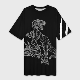 Платье-футболка 3D с принтом Тираннозавр  Скелет в Петрозаводске,  |  | tyrannosaurus rex | дино | кости динозавра | мезозойская эра | меловой период | семейства тираннозаврид | скелет динозавра | страшный тираннозавр рекс | тираннозавр | тираннозавр скелет | юрский период