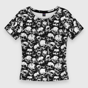 Женская футболка 3D Slim с принтом Screaming skulls в Петрозаводске,  |  | bone | bones | screaming | screaming skulls | skull | skulls | кости | кричат | кричащие | кричащие черепа | череп | черепа