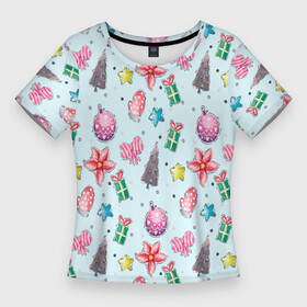 Женская футболка 3D Slim с принтом Рождество 2022 в Петрозаводске,  |  | одежа к рождеству | одежка к рождеству | подарок на рождество | прикол рождество | рождественская одежда | рождество 2022 | счастливого рождества