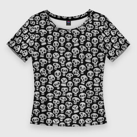 Женская футболка 3D Slim с принтом Funny skulls в Петрозаводске,  |  | Тематика изображения на принте: bone | bones | funny | skulls | кости | череп | черепа