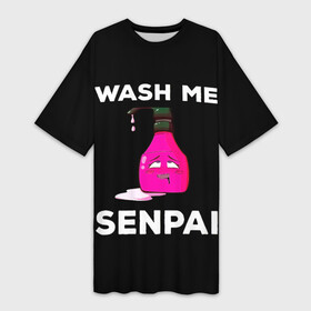 Платье-футболка 3D с принтом WASH ME SENPAI в Петрозаводске,  |  | Тематика изображения на принте: ahegao | anime | covey | culture | kawai | kowai | manga | oppai | otaku | sempai | senpai | sugoi | trend | waifu | yandere | аниме | ахегао | вайфу | ковай | манга | отаку | семпай | сенпай | тренд | х